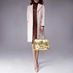 Pre Owned Fendi Gold Mirrored Leather B Shoulder Bag