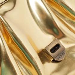 Pre Owned Fendi Gold Mirrored Leather B Shoulder Bag