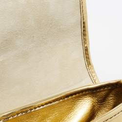 Pre Owned Fendi Gold Mirrored Leather B Shoulder Bag