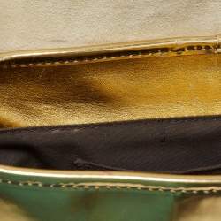 Pre Owned Fendi Gold Mirrored Leather B Shoulder Bag