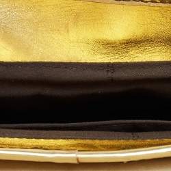 Pre Owned Fendi Gold Mirrored Leather B Shoulder Bag