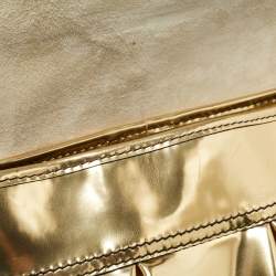 Pre Owned Fendi Gold Mirrored Leather B Shoulder Bag