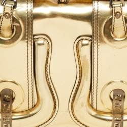 Pre Owned Fendi Gold Mirrored Leather B Shoulder Bag