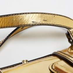 Pre Owned Fendi Gold Mirrored Leather B Shoulder Bag
