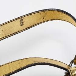 Pre Owned Fendi Gold Mirrored Leather B Shoulder Bag