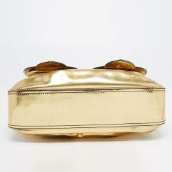Pre Owned Fendi Gold Mirrored Leather B Shoulder Bag