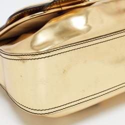 Pre Owned Fendi Gold Mirrored Leather B Shoulder Bag