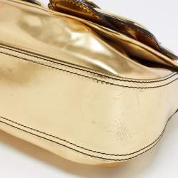 Pre Owned Fendi Gold Mirrored Leather B Shoulder Bag