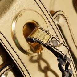 Pre Owned Fendi Gold Mirrored Leather B Shoulder Bag