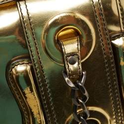 Pre Owned Fendi Gold Mirrored Leather B Shoulder Bag