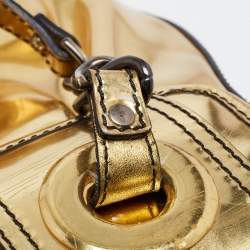 Pre Owned Fendi Gold Mirrored Leather B Shoulder Bag