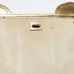 Pre Owned Fendi Gold Mirrored Leather B Shoulder Bag