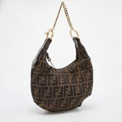 Pre Owned Fendi Tobacco Zucca Canvas and Leather Chef Chain Link Hobo