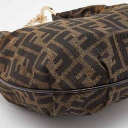 Pre Owned Fendi Tobacco Zucca Canvas and Leather Chef Chain Link Hobo