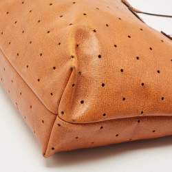 Pre Owned Fendi Orange Perforated Leather Roll Tote