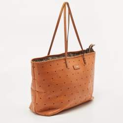 Pre Owned Fendi Orange Perforated Leather Roll Tote