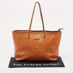 Pre Owned Fendi Orange Perforated Leather Roll Tote