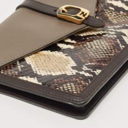 Pre Owned Fendi Multicolor Leather and Snakeskin Bustina Clutch