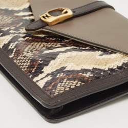 Pre Owned Fendi Multicolor Leather and Snakeskin Bustina Clutch