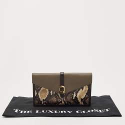 Pre Owned Fendi Multicolor Leather and Snakeskin Bustina Clutch