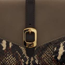 Pre Owned Fendi Multicolor Leather and Snakeskin Bustina Clutch
