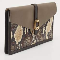 Pre Owned Fendi Multicolor Leather and Snakeskin Bustina Clutch