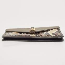 Pre Owned Fendi Multicolor Leather and Snakeskin Bustina Clutch