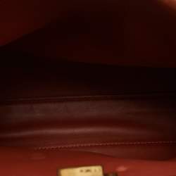 Pre Owned Fendi Dark Brown Leather Medium Pocket Peekaboo Top Handle Bag