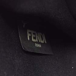مملوكة مسبقًا Fendi Black Leather Studded Logo Zip Pouch