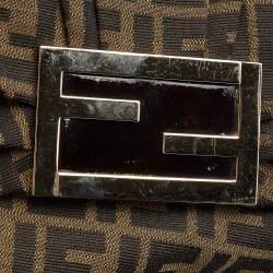 Fendi Tobacco Zucca Canvas and Patent Leather Mia Flap Shoulder Bag