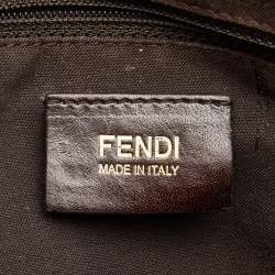 Fendi Tobacco Zucca Canvas and Patent Leather Mia Flap Shoulder Bag