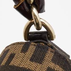 Fendi Tobacco Zucca Canvas and Patent Leather Mia Flap Shoulder Bag