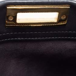 Pre Owned Fendi Black Leather Medium Whipstitched Peekaboo Top Handle Bag