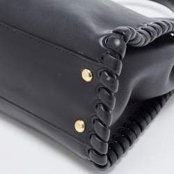 Pre Owned Fendi Black Leather Medium Whipstitched Peekaboo Top Handle Bag