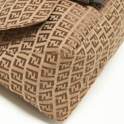 Pre Owned Fendi Beige/Brown Zucchino Canvas and Leather Mama Baguette Bag