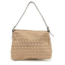 Pre Owned Fendi Beige/Brown Zucchino Canvas and Leather Mama Baguette Bag