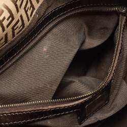 Pre Owned Fendi Beige/Brown Zucchino Canvas and Leather Mama Baguette Bag