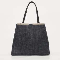 Pre Owned Fendi Black Denim and Leather Large 3Jours Tote