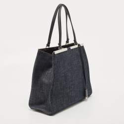 Pre Owned Fendi Black Denim and Leather Large 3Jours Tote