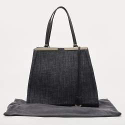 Pre Owned Fendi Black Denim and Leather Large 3Jours Tote