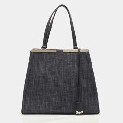 Pre Owned Fendi Black Denim and Leather Large 3Jours Tote