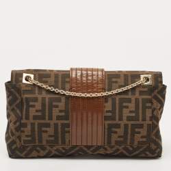 Fendi Brown/Tobacco Zucca Canvas Chain Baguette Bag