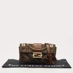 Fendi Brown/Tobacco Zucca Canvas Chain Baguette Bag