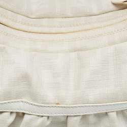 Pre Owned Fendi Off White/Grey Zucca Coated Canvas and Leather Chef Hobo