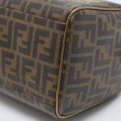 Pre Owned Fendi Gold/Tobacco Zucca Coated Canvas Forever Boston Bag