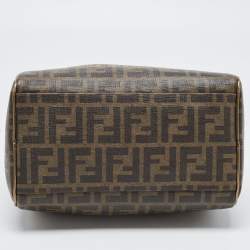 Pre Owned Fendi Gold/Tobacco Zucca Coated Canvas Forever Boston Bag