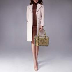 Pre Owned Fendi Gold/Tobacco Zucca Coated Canvas Forever Boston Bag