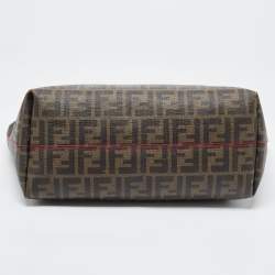 Pre Owned Fendi Tobacco Zucca Coated Canvas and Leather Roll Tote