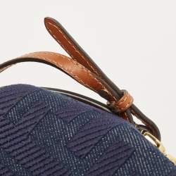 Pre Owned Fendi Blue/Tan Denim and Leather Mini Mon Tresor Bucket Bag