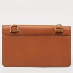 Fendi Brown Leather FF Flat Baguette Clutch